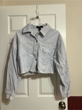 Forever 21 Light Blue Cropped Corduroy Jacket